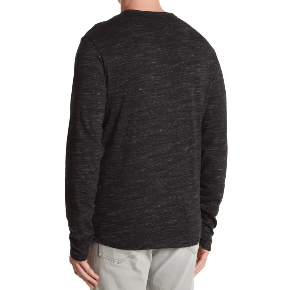 Soul Of London Long Sleeve Henley Heather Black Shirt
